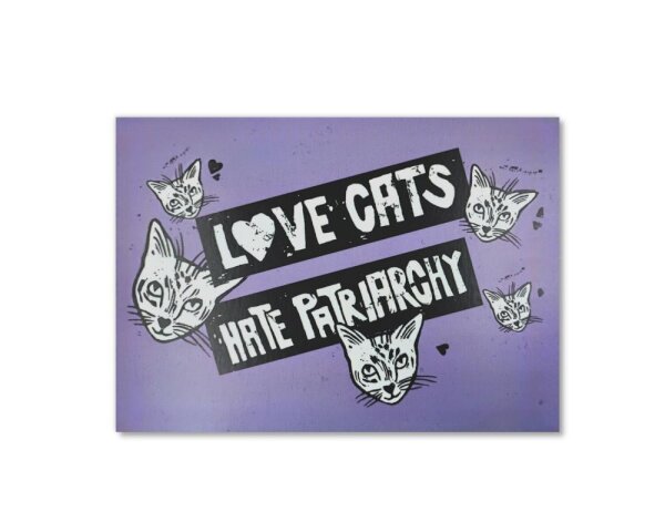 Postkarte LOVE CATS HATE PATRIARCHY  von glitza glitza