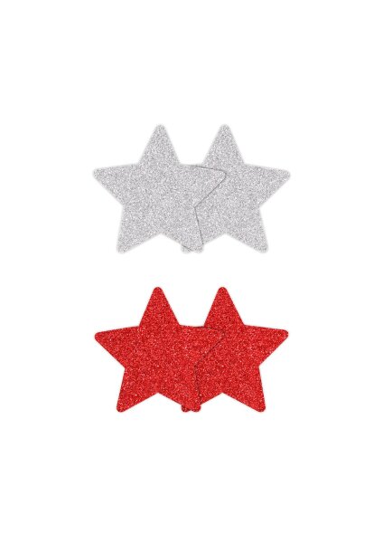 Nippelsticker 8pasties) 2 Paar Stern rot/silber