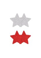 Nippelsticker 8pasties) 2 Paar Stern rot/silber